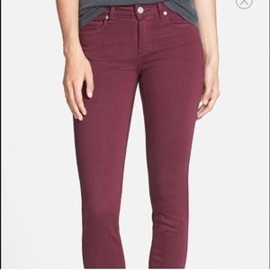 Paige denim maroon / oxblood skinny jeans
